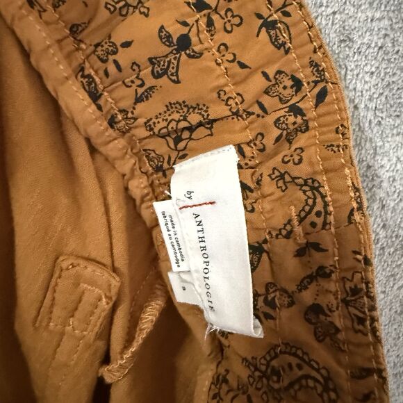 Anthropologie Pants Small Yellow Marigold Paper Bag Waist Belted Malin Cuffed - Picture 3 of 12
